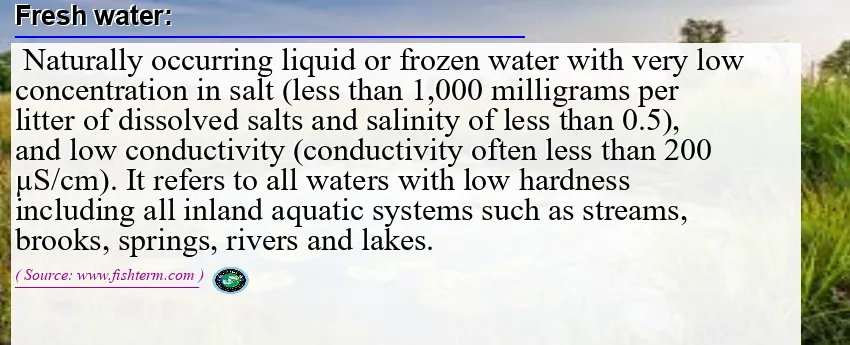 Image: Definition of fresh water  Image: Definition of fresh water